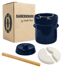 Load image into Gallery viewer, The Sauerkrock Fermentation Crock with Glazed Weights and Cabbage Tamper