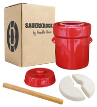 Load image into Gallery viewer, The Sauerkrock Fermentation Crock with Glazed Weights and Cabbage Tamper