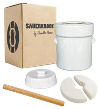 Load image into Gallery viewer, The Sauerkrock Fermentation Crock with Glazed Weights and Cabbage Tamper